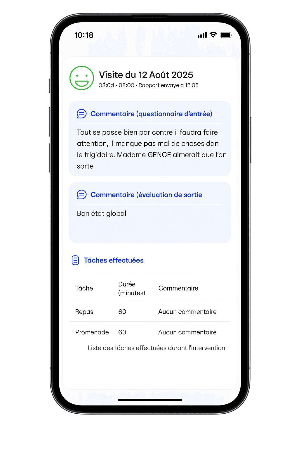 Suivi d'intervention à distance - Interface Sappy